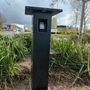 EVT110 EV payment terminal tower with weather hood and POS screen housing