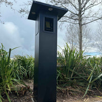 EVT110 payment terminal housing installed outdoors on EV charging site
