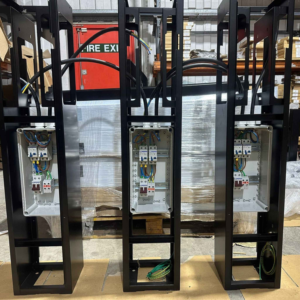 EVT45 Maxi Charger Dual Pillar internal frame with pre-fitted electrical enclosures